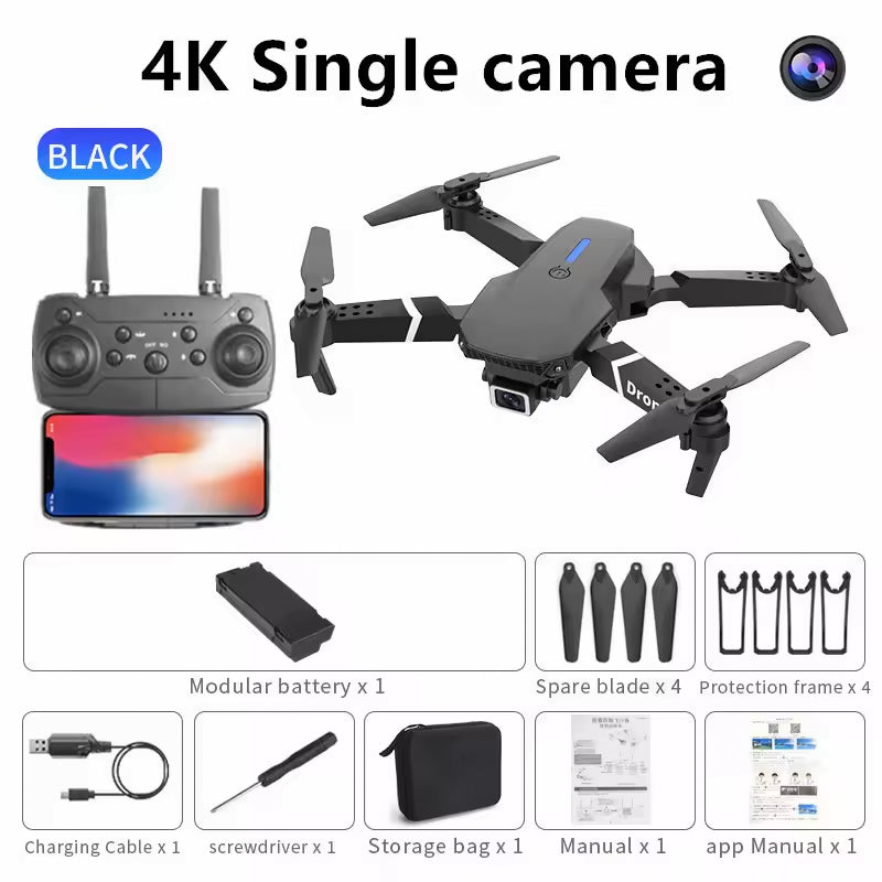 E88 Pro Drone with 4K Camera WiFi FPV 1080P HD Dual Foldable RC Drone