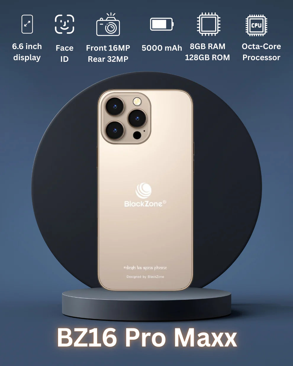 BZ16 Pro Maxx 8GB RAM/128GB – 6.6" HD+ Display, 32MP Camera, 5000mAh Battery