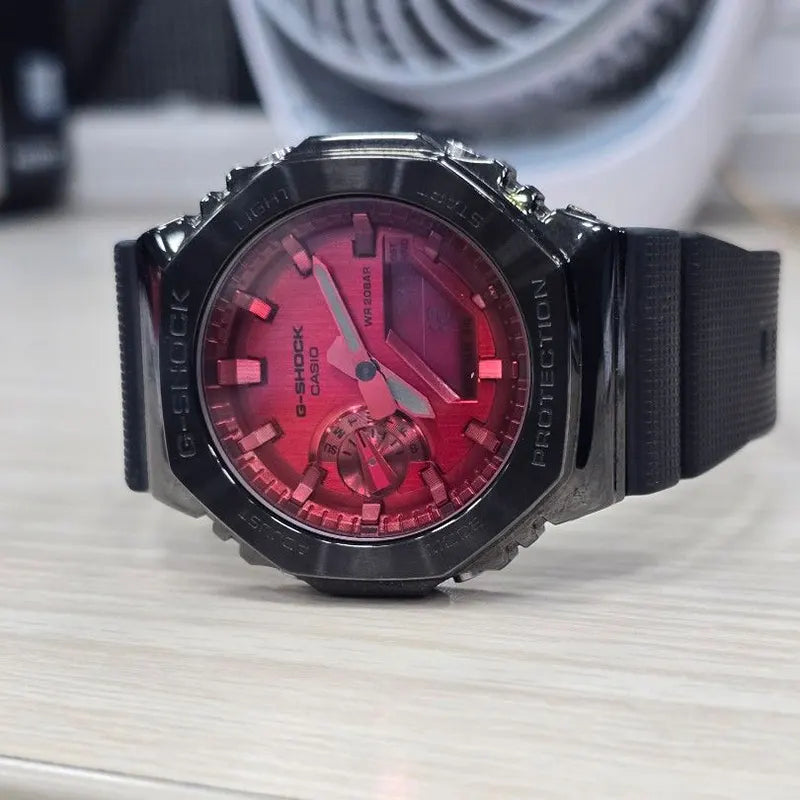 OctaForce Premium Octagonal Metal Sport Watch – Stainless Steel Bezel, Bold Red Edition