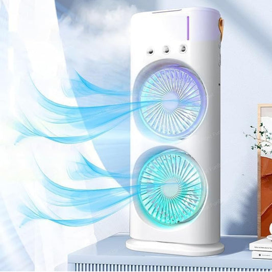 Dual FAN Cooler | Breeze Spray with Aroma Diffuser | RGB Lights Remote Controlled