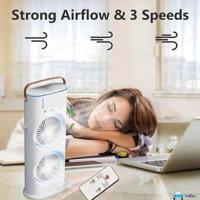 Dual FAN Cooler | Breeze Spray with Aroma Diffuser | RGB Lights Remote Controlled
