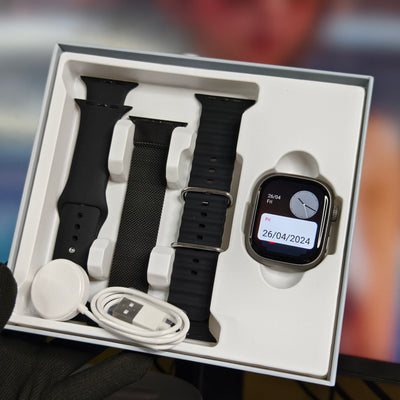 HW S10 Android Smartwatch – 8GB RAM 128GB Storage, AI-Powered with ChatGPT & Deep Seek, 3+1 Belts Included