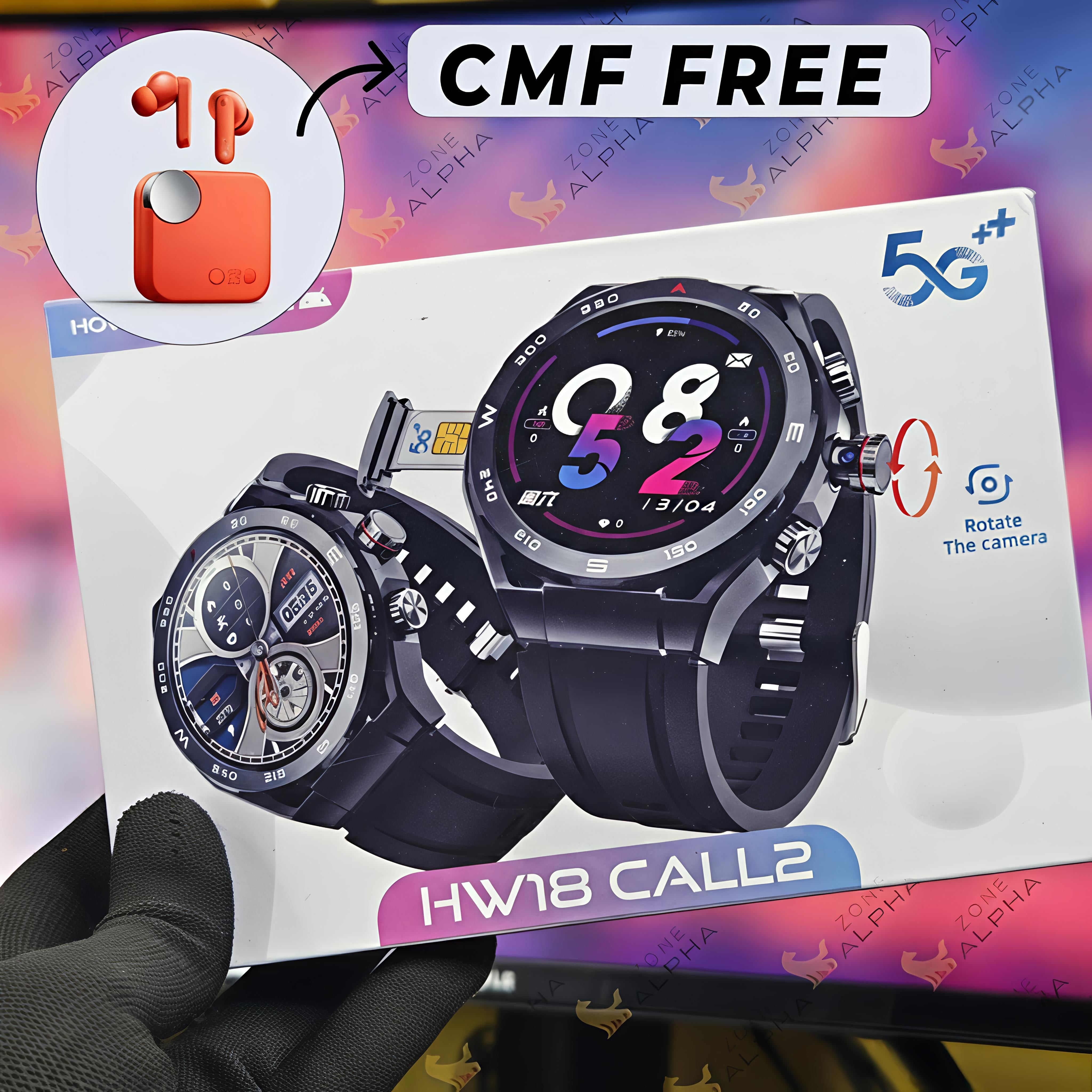 HW18 Call 2 5G Android Smartwatch with 8GB RAM, 128GB Storage, AMOLED Display & 180° Rotating Camera