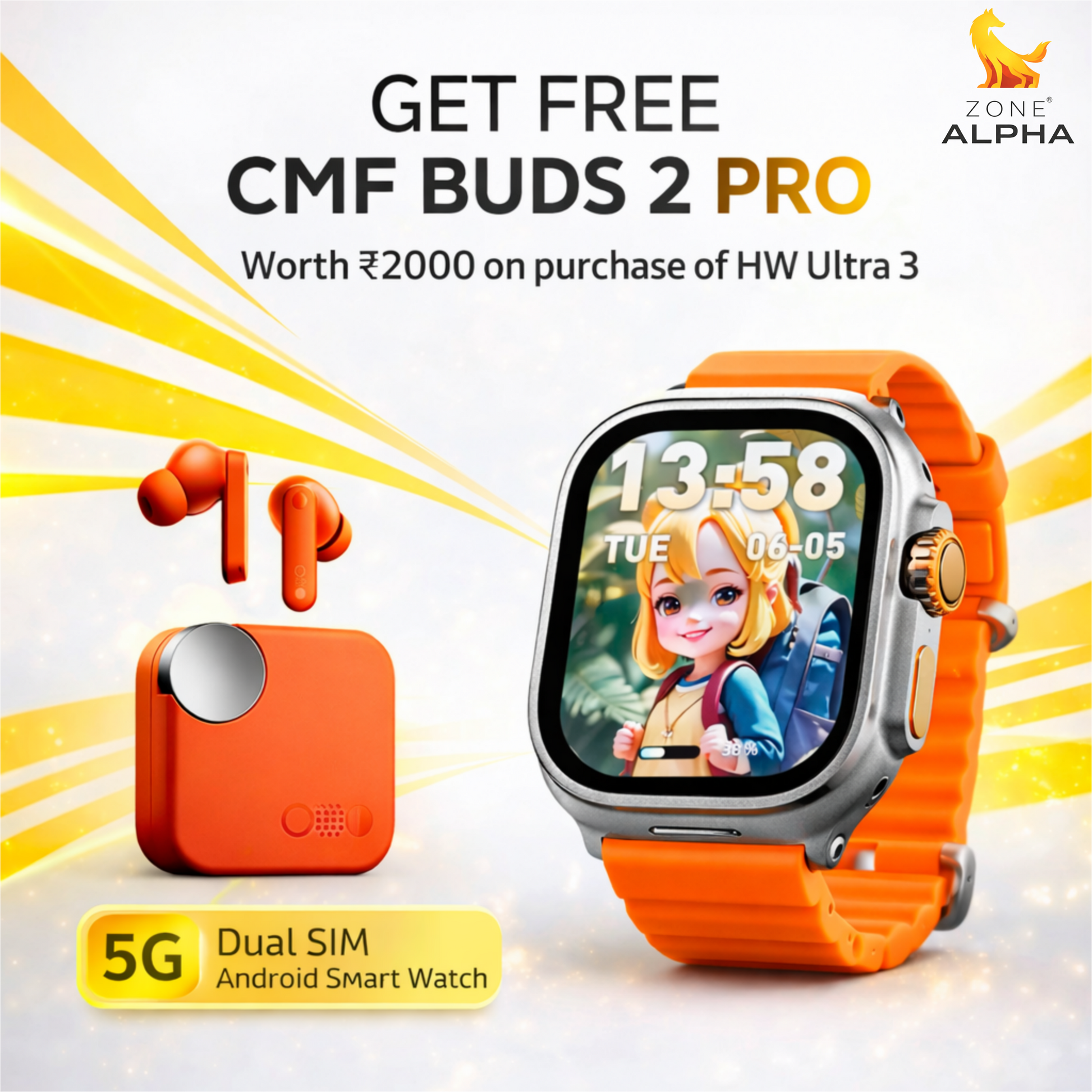 HW Ultra 3 Call AI-Powered Smartwatch – 8GB RAM, 128GB Storage, 12MP Pop-Up Camera, AMOLED Display, Built-in ChatGPT Apps, 3 + 1 Belts Included