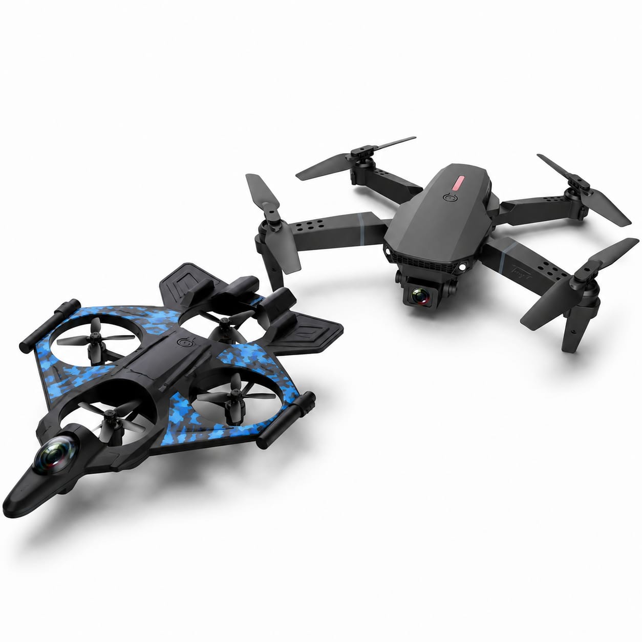 E88 Pro Drone + Futuristic Space Fighter LED Model