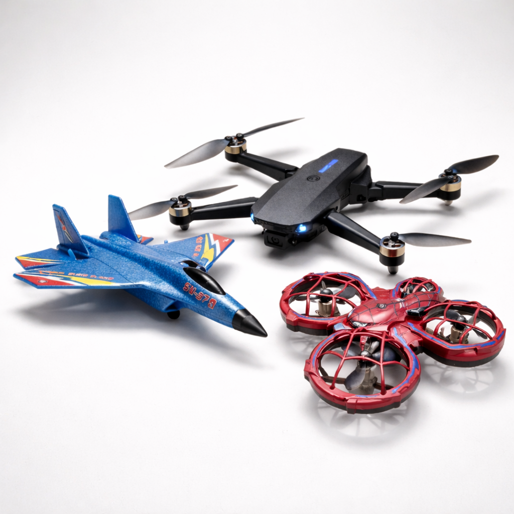 E88 Pro Drone + SU-27 Fighter RC Plane + Spider Gesture Control Drone