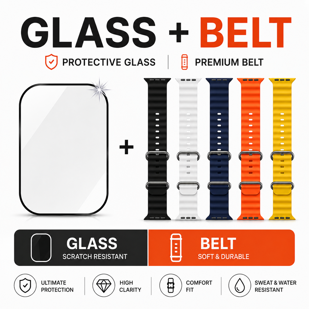🎁 🎁 3D Tempered Protective Glass + Ocean Loop Belt