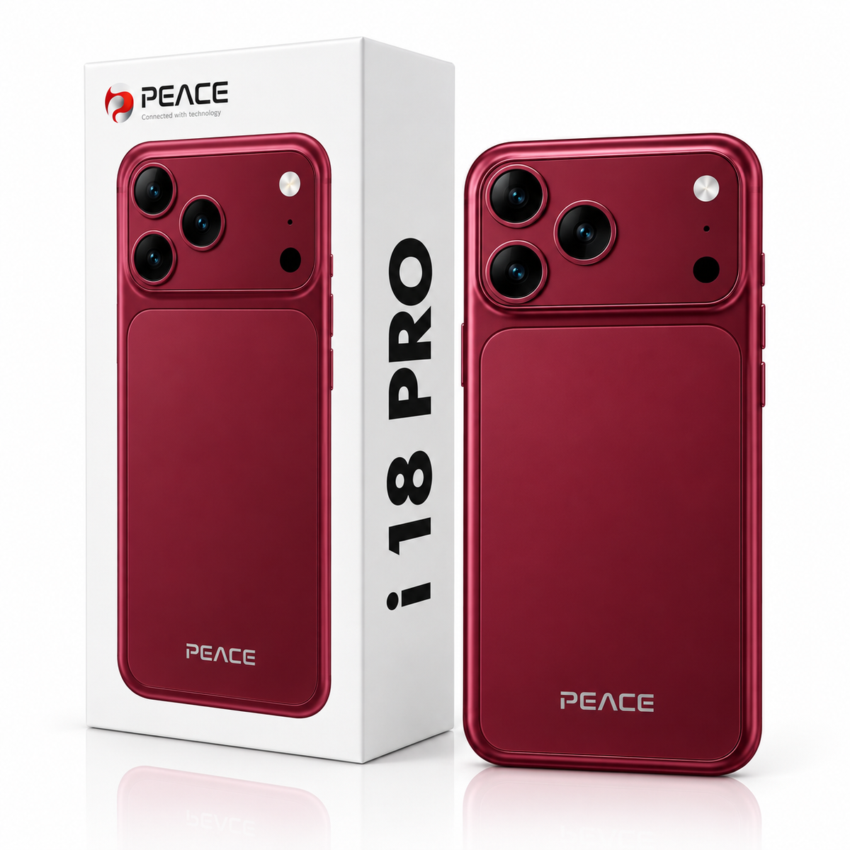 PEACE 18 Pro Max 5G Smartphone – 6.6″ Display, Burgundy | Premium Android Phone