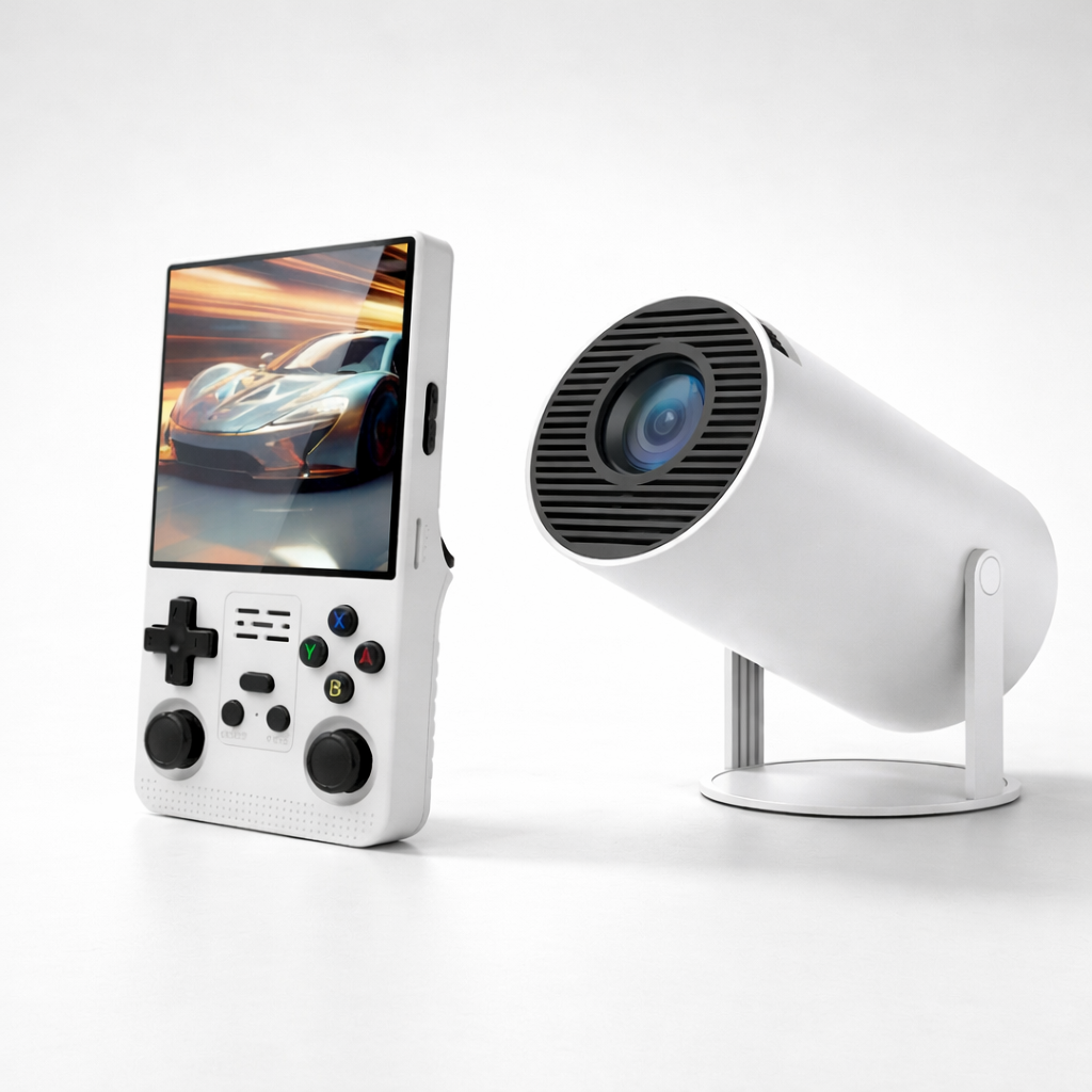R39 Max Handheld Retro Game Console + Magcubic HY300 Pro Smart WiFi Projector