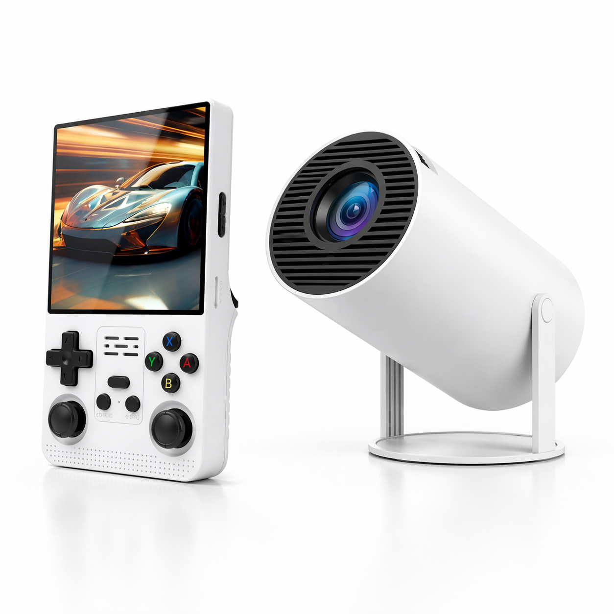 R39 Max Handheld Retro Game Console + Magcubic HY300 Pro Smart WiFi Projector