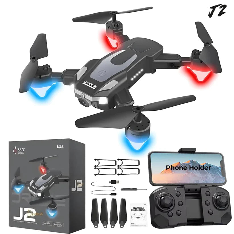 J2 Dual Foldable RC Drone with 2 Batteries | 4K Camera | Altitude Hold, Headless Mode, 360° Flips | Long Flight Time