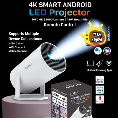 4k Smart Projector | Android 2000 Lumens | 180 Degree Rotational